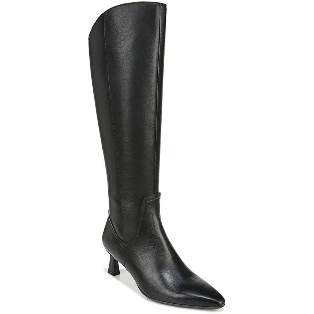 Naturalizer Womens Deesha Black Leather Zipper Knee-High Boots Shoes
